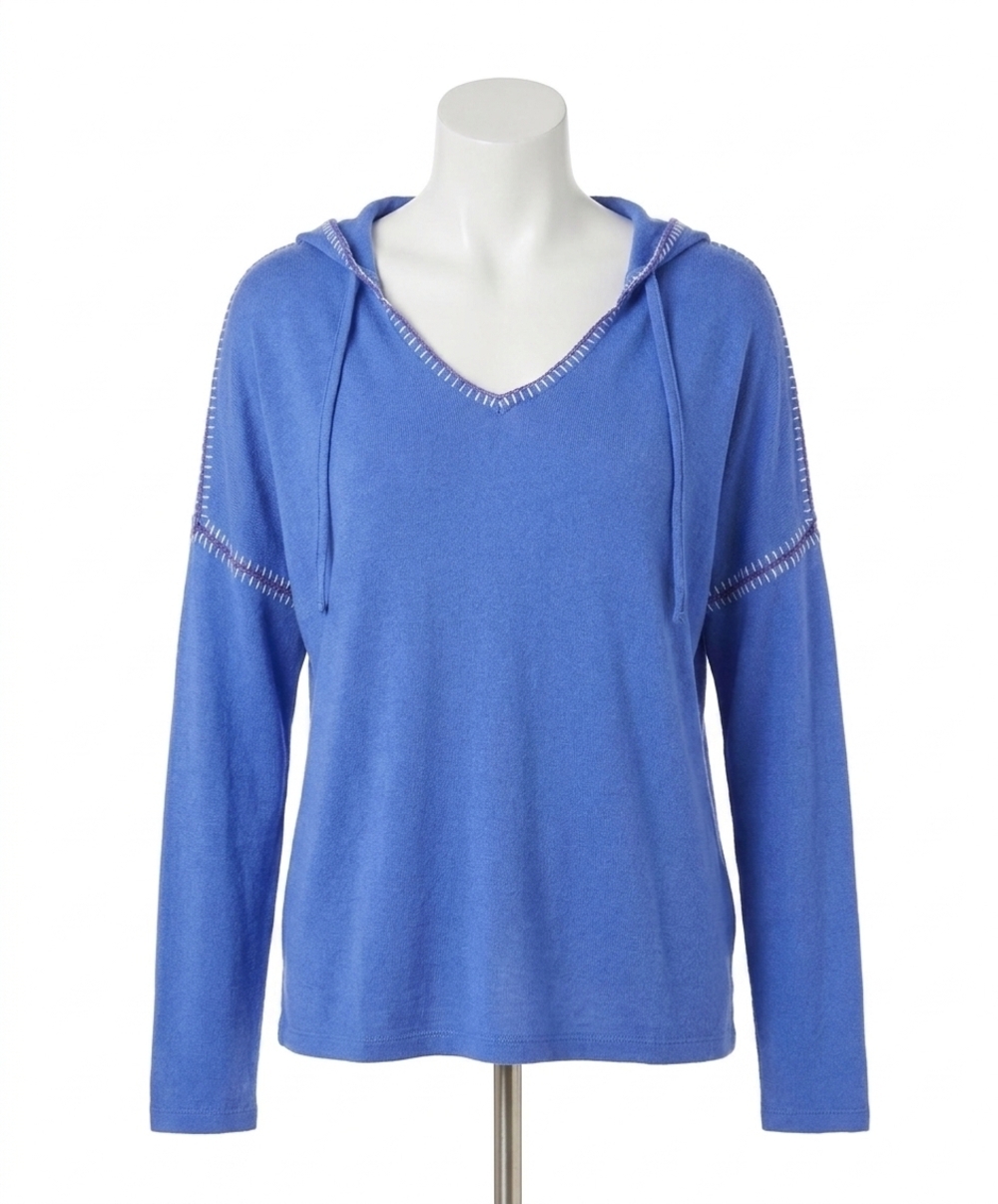 NEW FRENCH KYSS stitched v-neck hoodie in peri